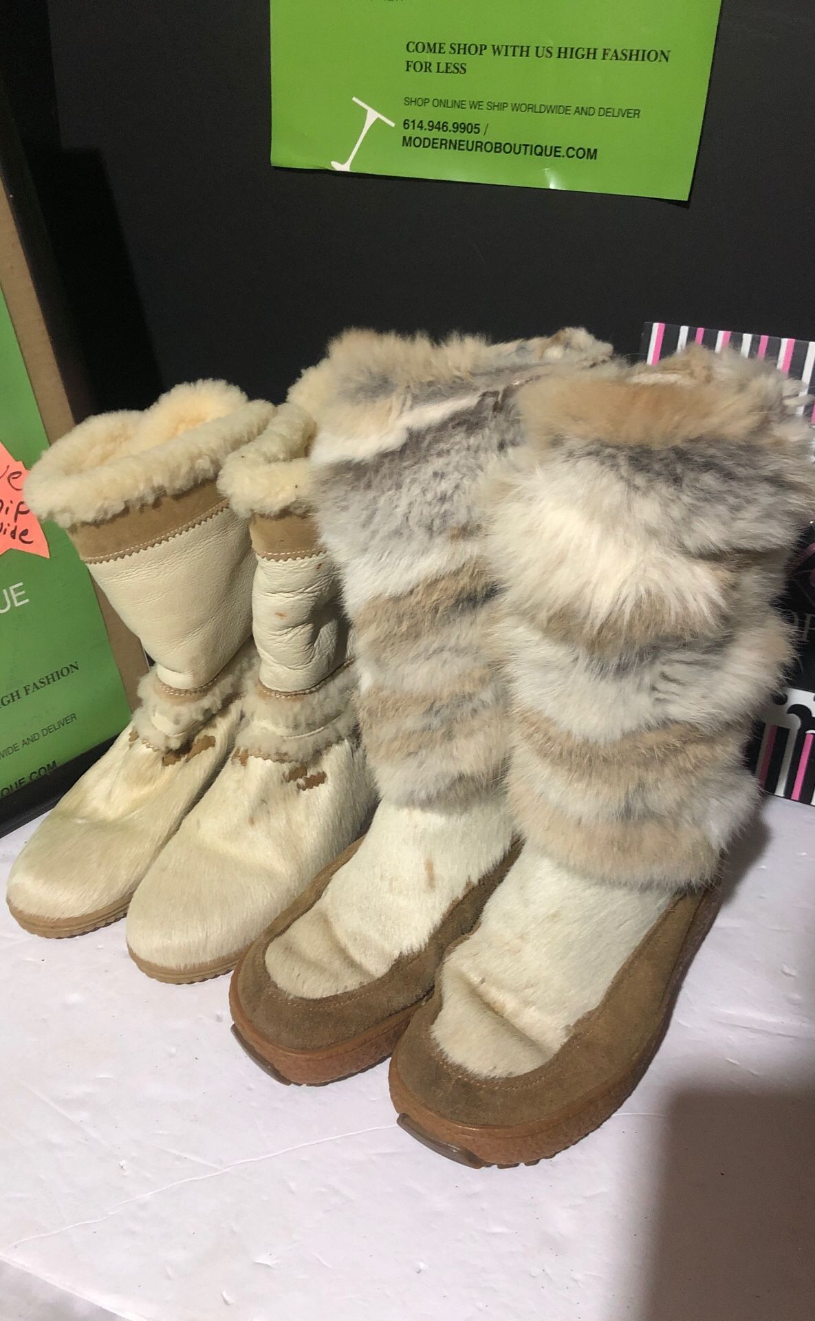 Kenneth Cole eazy rider II fur boots size 8.5