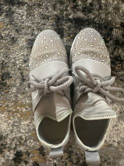 Gray Rhinestone Embellished Sneakers by Carvela