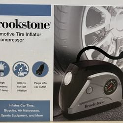 NEW IN BOX Brookstone Automotive Tire Inflator Air Compressor