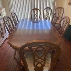 Solid Wood Dining Table With 8 Chairs