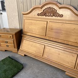 Wood Bed Frame with nightstand