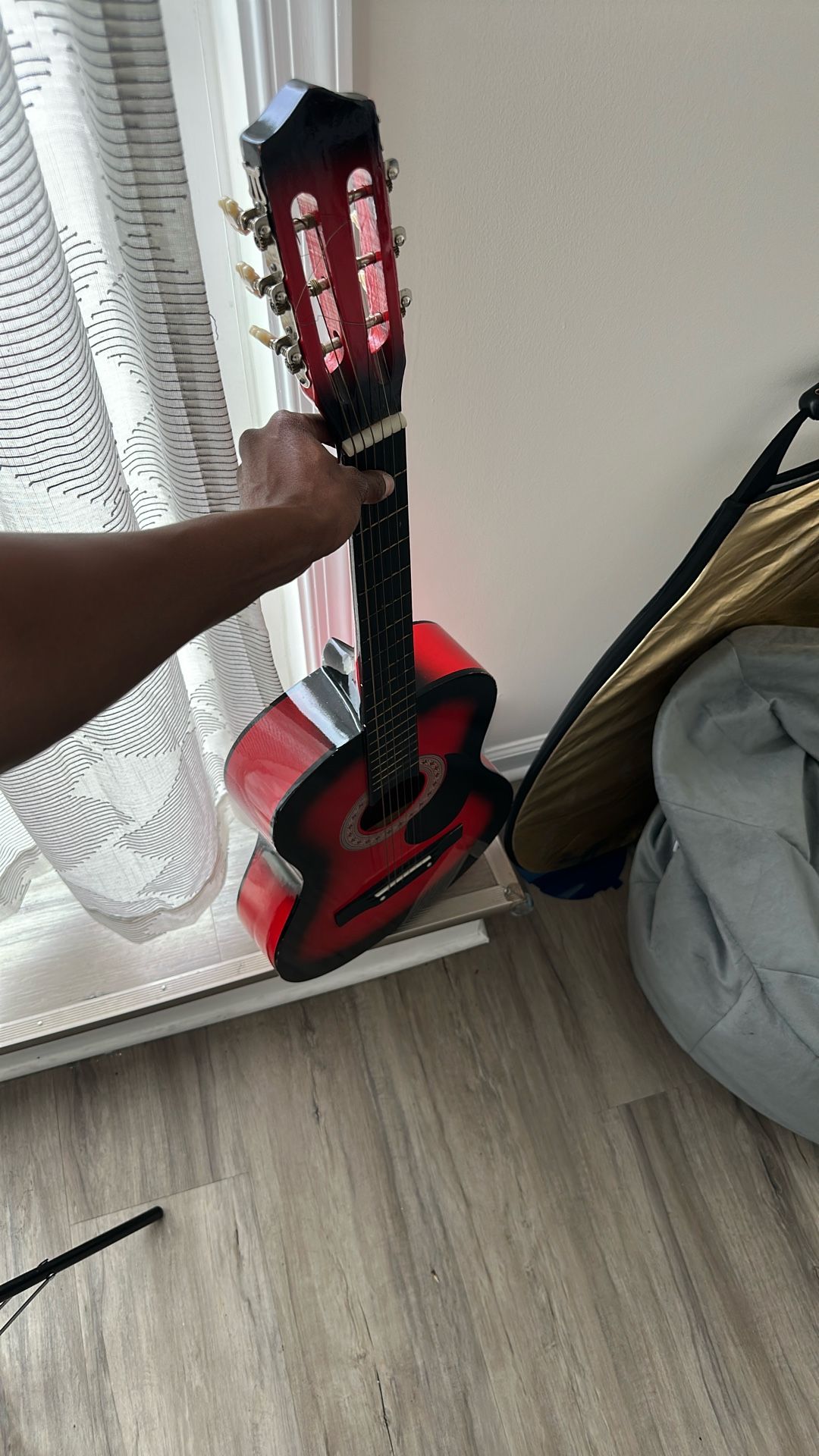 Red & Black Acoustic Guitar w/ Bag – Great for Beginners!