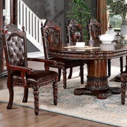 Grand Dinette - Traditional Style Dining Table Set With 8 Chairs