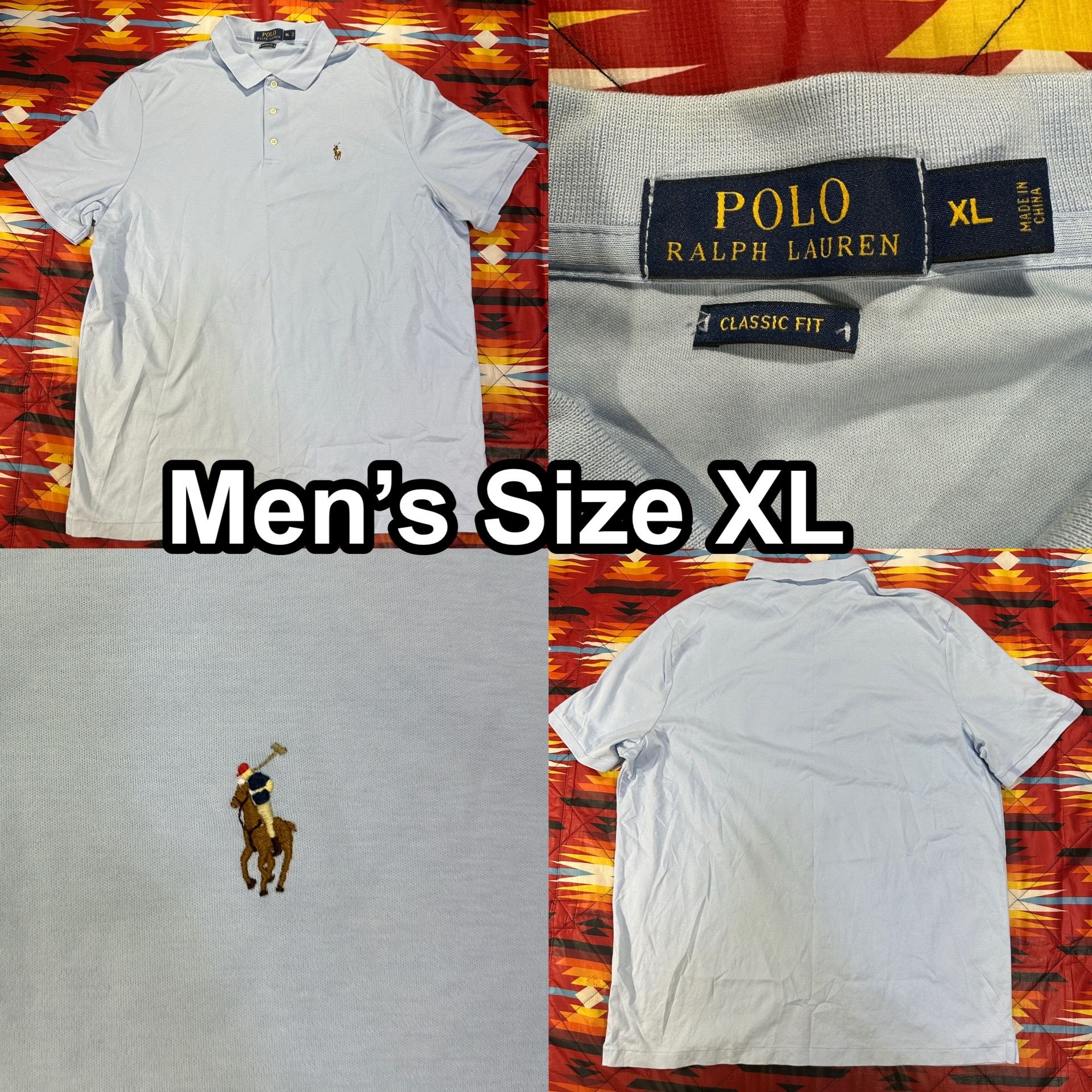 Polo Ralph Lauren Men’s Size XL Classic Fit Blue Polo Shirt Color Pony