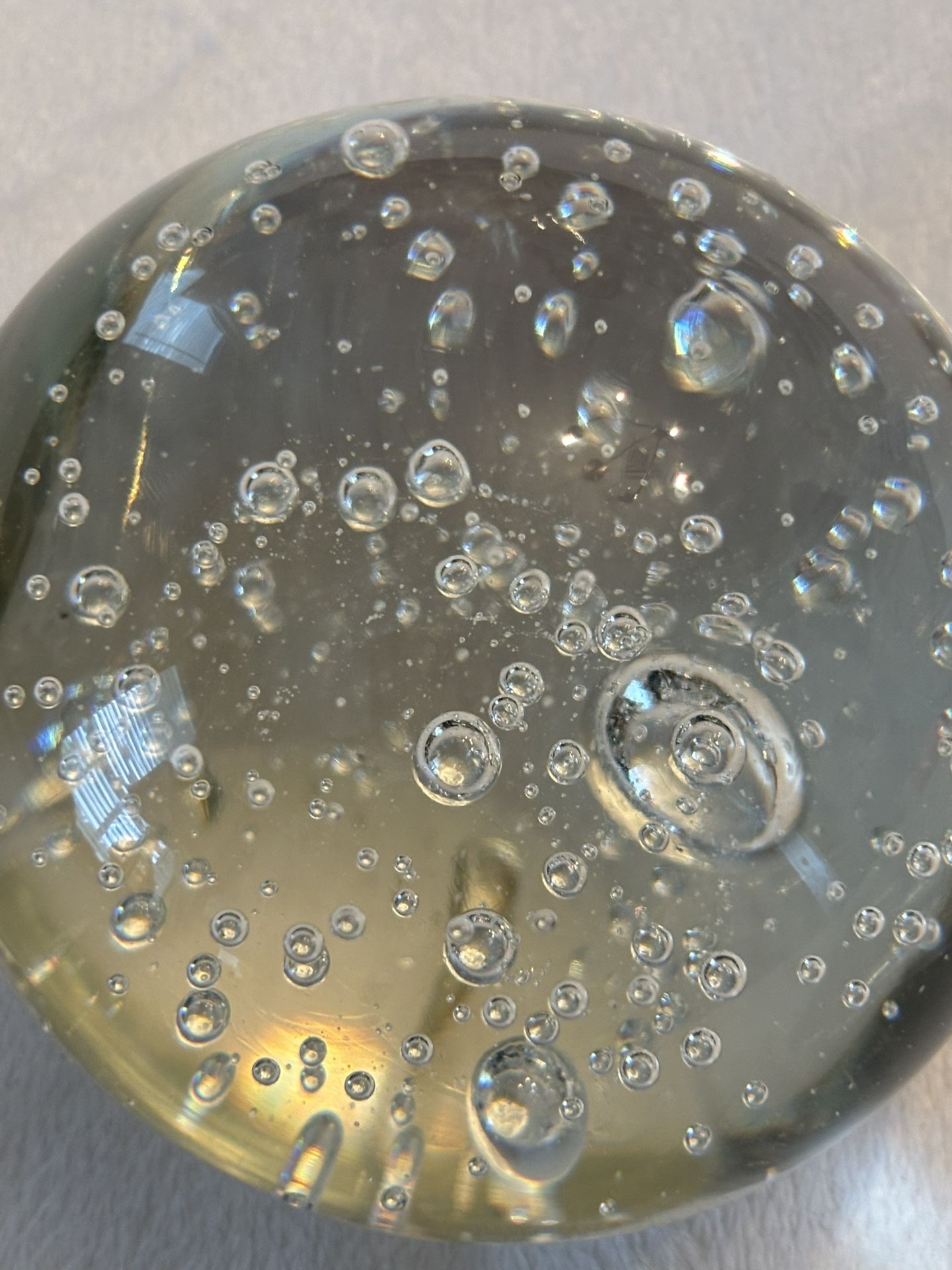 Vintage Clear Glass Controlled Bubbles Paperweight