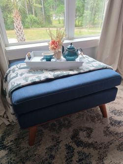 Teal Upholstered  Ottoman Bench