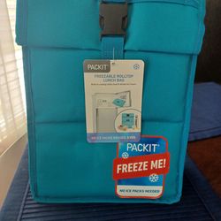 Packit freezer canvas teal fold & clip lunch bag
