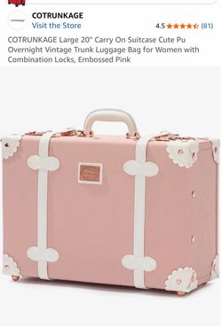 Cotrunkage 20" Vintage Trunk Carry-On Suitcase Pink