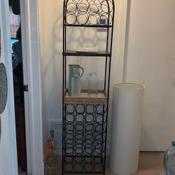 Mid century modern Arthur Umanoff Iron And Wicker wine rack