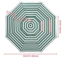 9' Outdoor Patio Umbrella Replacement Canopy 3-Tiered 8-Rib (Color: Green White) Paraguas - Christmas Sale
