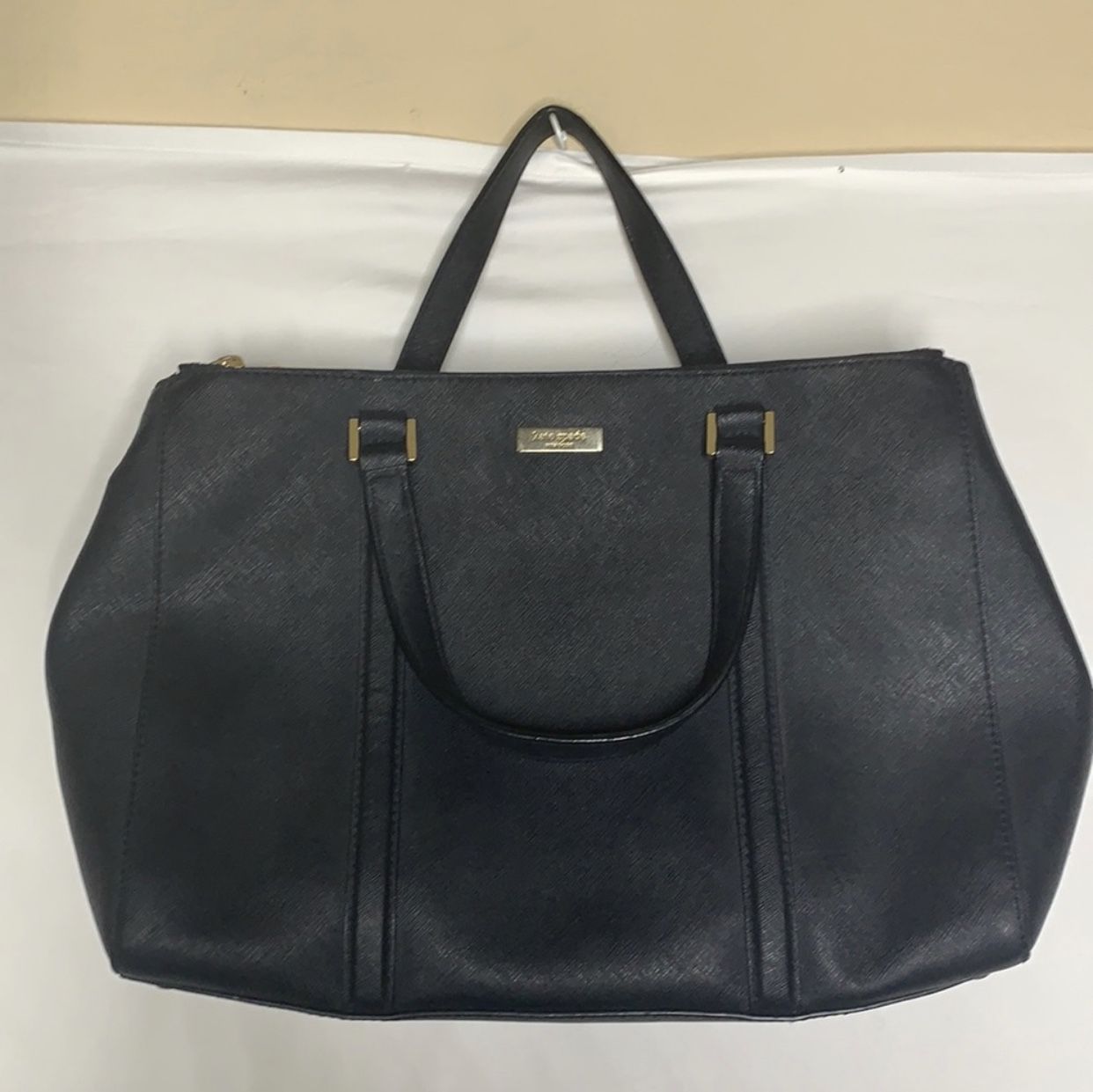 Kate Spade Black Crosshatch Leather Tote Bag