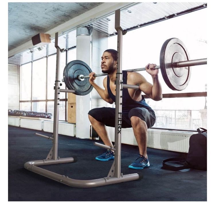 Squat Rack, Adjustable Universal Squat Rack for Home Gym, Bench Press Weight Rack, 390lbs. Weight Limit, New In Box