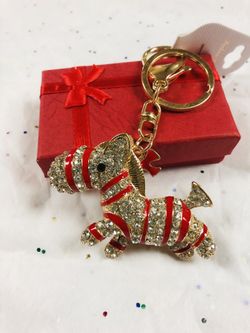 Red and crystal zebra purse charm or keychain