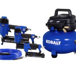 Kobalt 5 gal portable pancake air compressor and 3 tool combo kit
