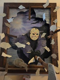 Jason Voorhees Hand-Painted 3D Wood Wall Art