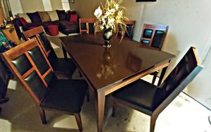 Photo 🔥 Beautiful Modern Black Cherry Top Dining Table With 6 chairs❗