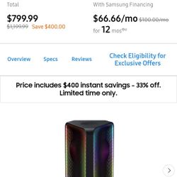 Samsung Tower Speaker Bluetooth Portable Wireless