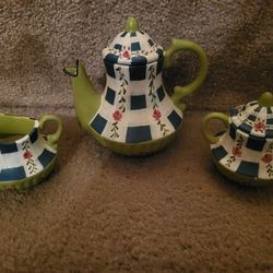 3 Pc. Jane Keltner Collectible Little Ceramic Tea Set Decor  - New 