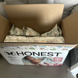 51 Size 1 Honest Diapers. Baby Outgrew Before Finishing Box