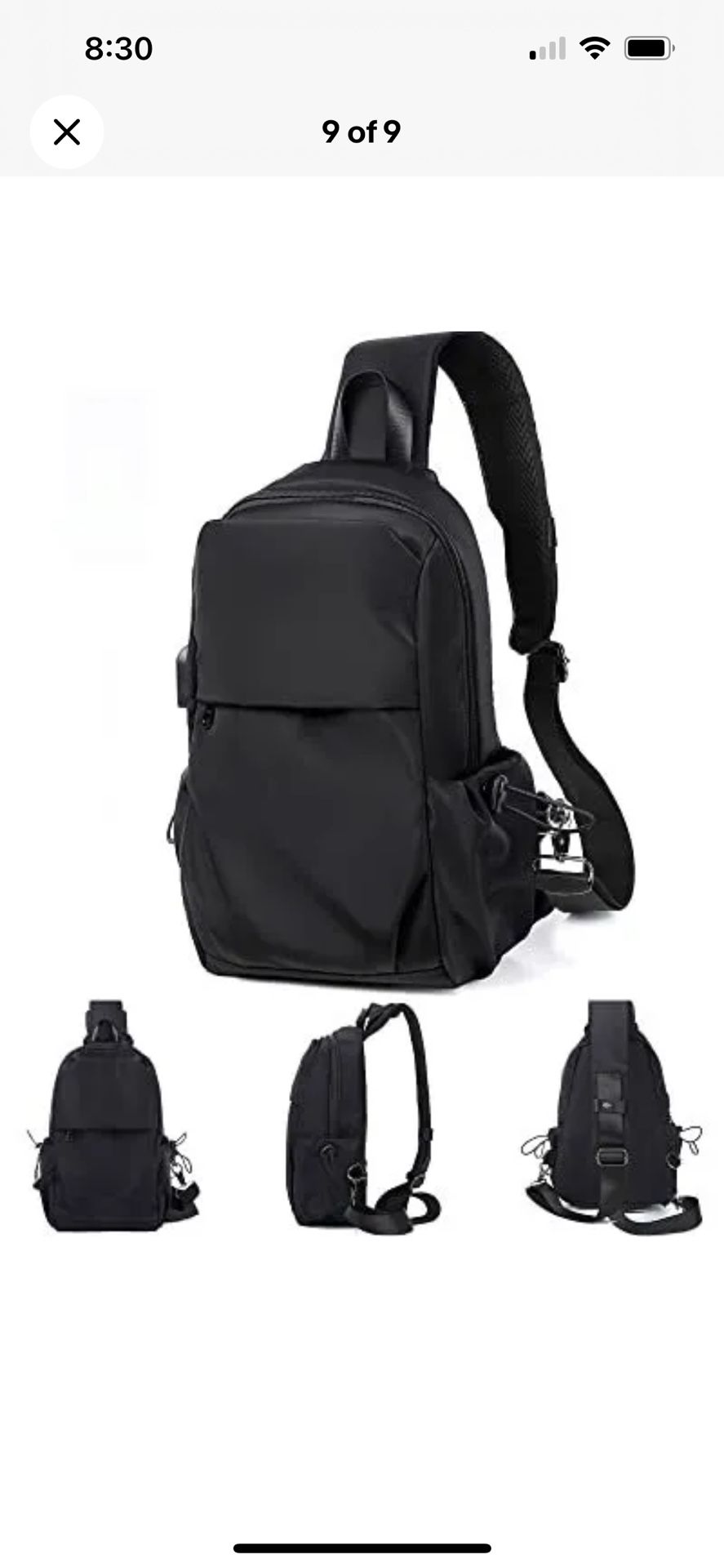 New Small Black Sling Crossbody Backpack Shoulder Bag for Men Women, Lightweight One Strap Sling Bag Backpack for Hiking Walking Biking Travel Cycling