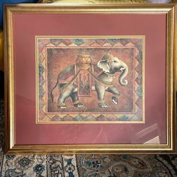 Indian Style Elephant Signed Elaine Vollherbst 27x31