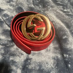 Gucci Belt Red with Gold 