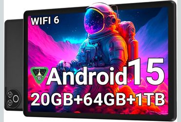 Android 15 Tablet 10 Inch, 20GB RAM 64GB ROM 1TB Expandable, Fast WiFi 6 & BT 5.4 Electronics Tablets 5-Core,