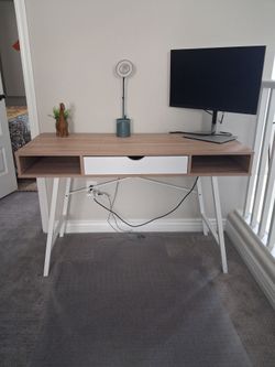 Modern Wood  Desk with white drawer