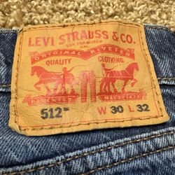 Levi's 512 Slim Taper Blue Denim Mens Size 30x32
