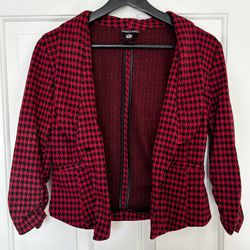 Black and red houndstooth blazer