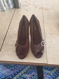 Aerosoles Brown Suede Open Toed Heels
