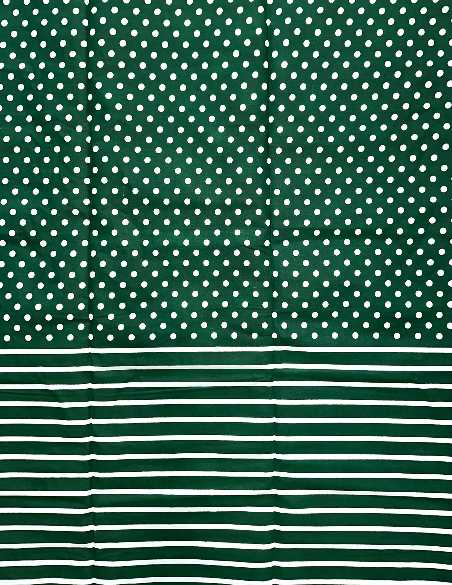 African Print Fabric/ Ankara - Green, White 'Lora Striped’, 1 Yard