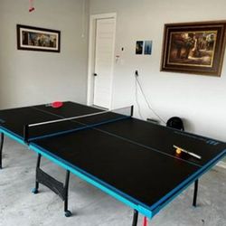 Ping Pong Table Official Size Indoor Set With Paddles And Balls Blue/Black