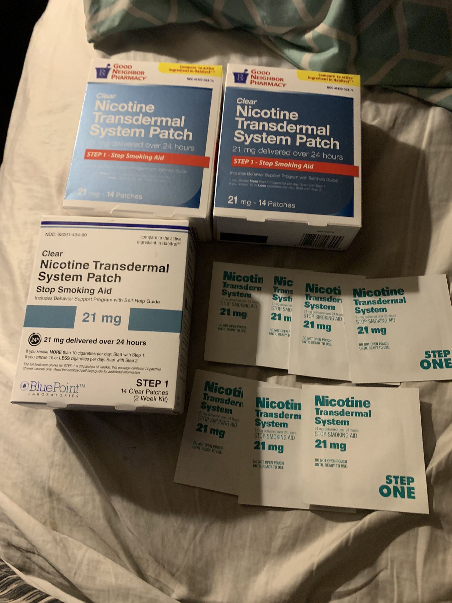 3 BRAND NEW BOXES OF NICOTINE PATCHES 