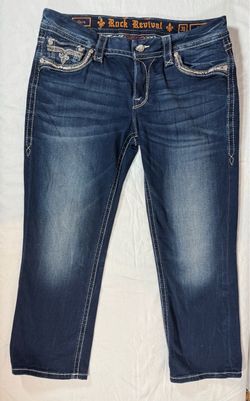 Rock Revival Jeans Womens Size 31 Thick Stitch Rhinestone Pocket