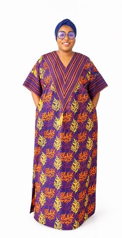 Ankara mixed with Aso Oke free gown