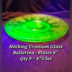 Hocking Uranium Glass Ballerina - Plates