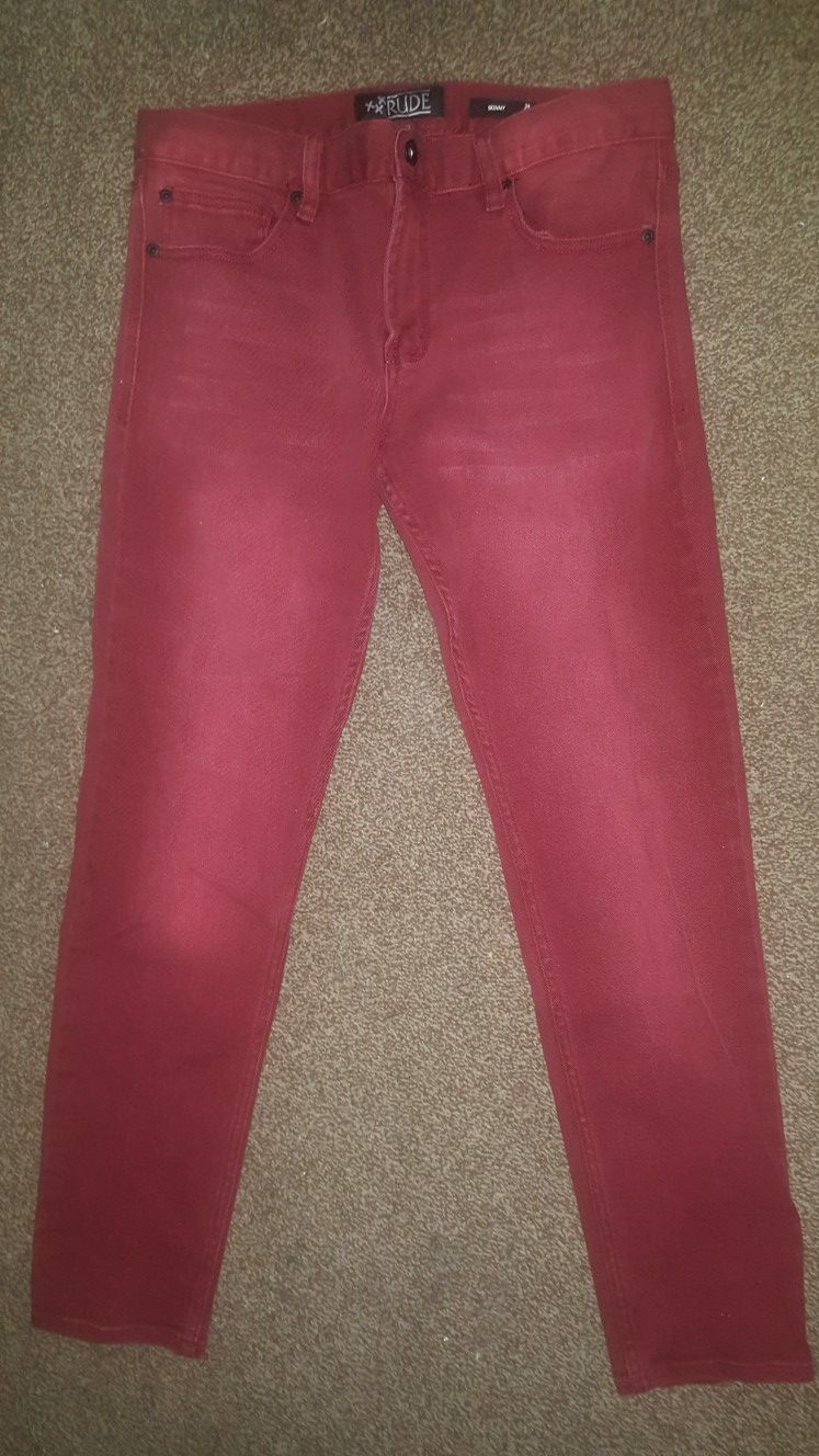 Mens Hot Topic/Rude Red Skinny Jeans (34/32)
