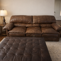 CREATIVE LEATHER Leather Couch  w/Ottoman