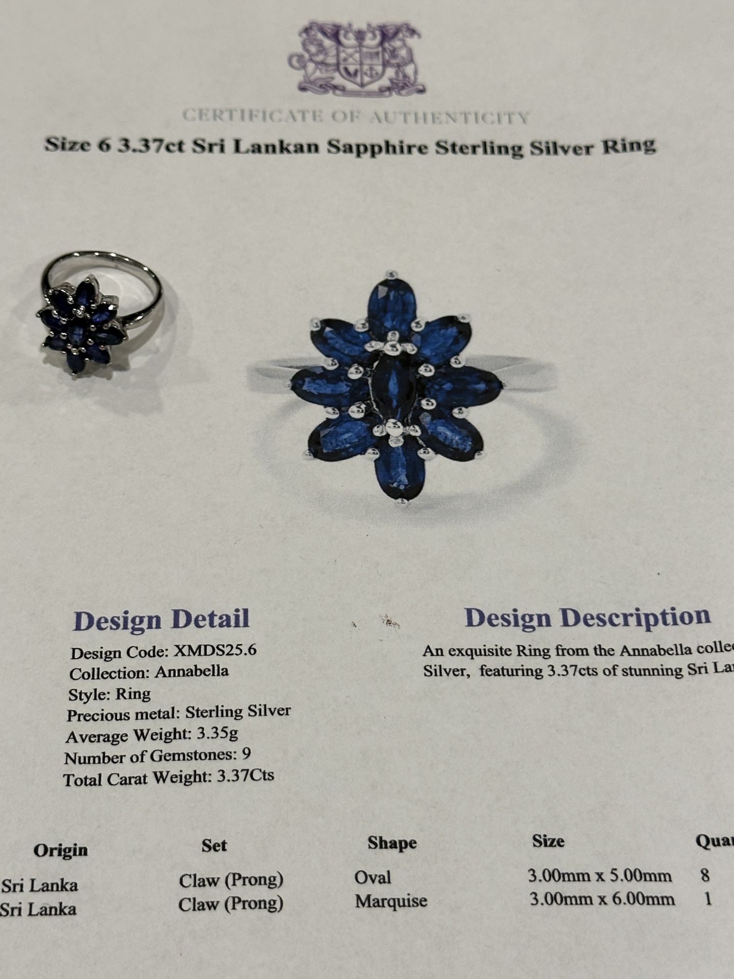 Jewelry Blue Sapphire Ring Size 6 Sterling Silver Rings