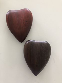 Hand Carved Solid Wood Hearts with Gift Bag
