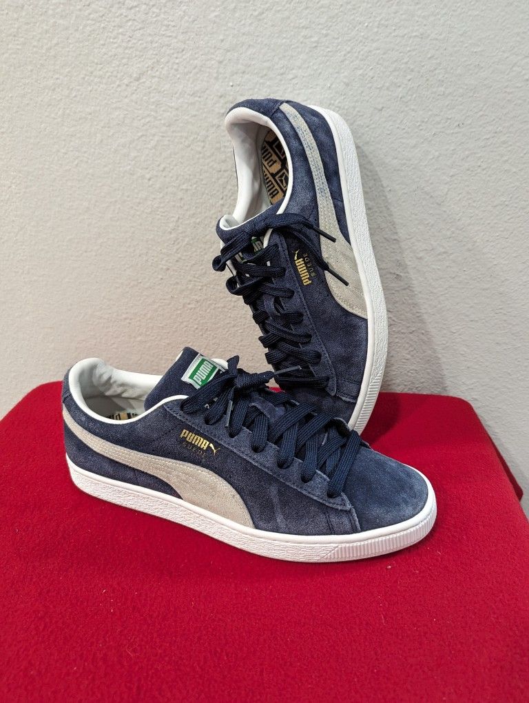 Puma Blue & Grey Suede Leather Mens Sneakers size 10