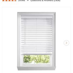 White Cordless Faux Wood Blinds for Windows with 2 in. Slats - 28.5 in. W x 36 in. L (Actual Size 28 in. W x 36 in. L)