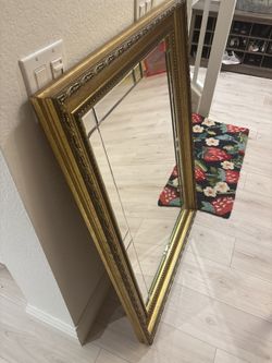 Large Gold Beveled Mirror 