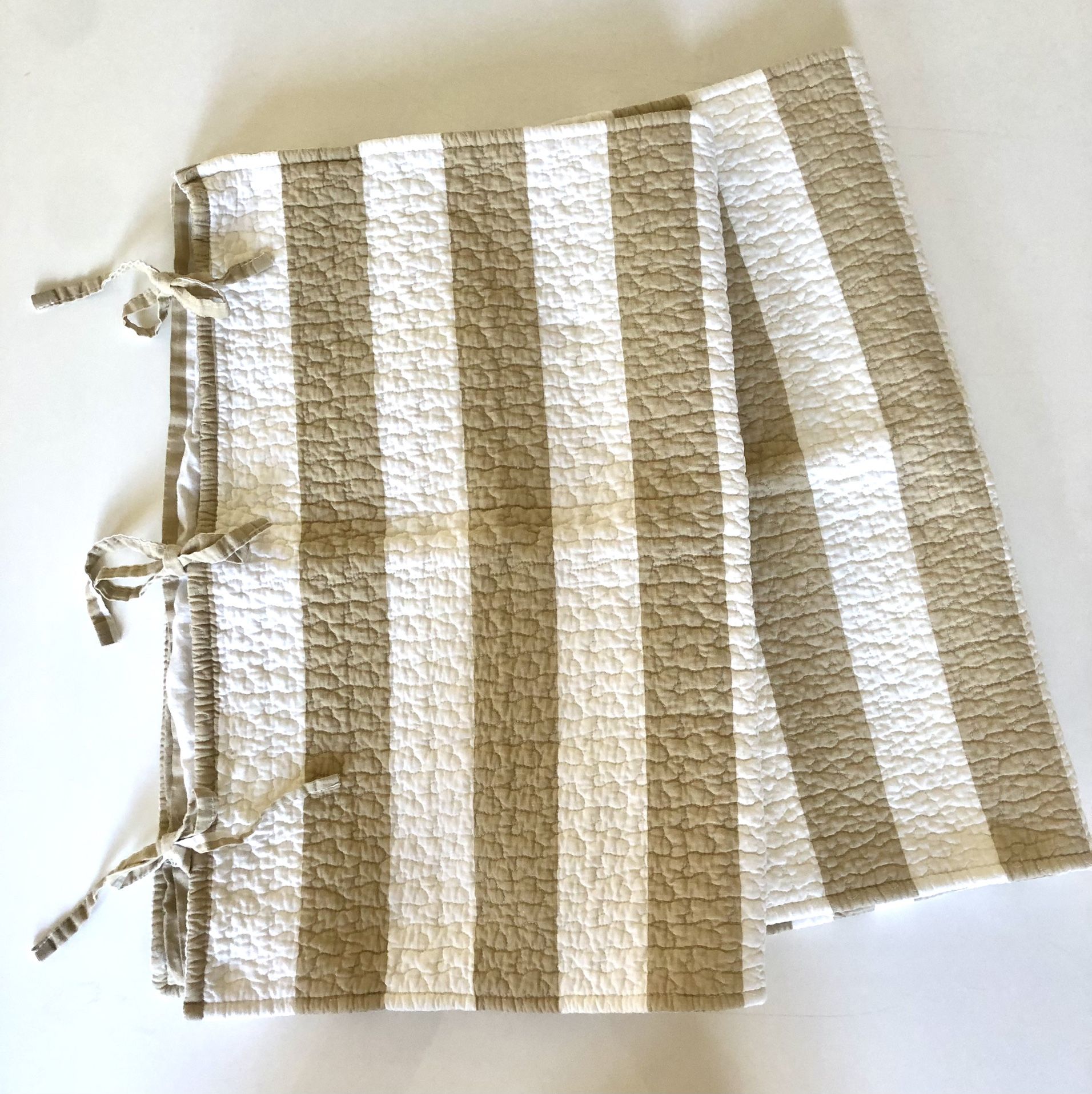 Khaki Striped Quilted Standard Pillow Shams S/2