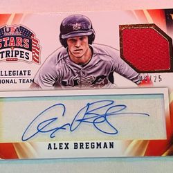 ALEX BREGMAN /25 SIGNED 2015 Panini USA Baseball Stars & Stripes RC JERSEY AUTO BASEBALL CARD