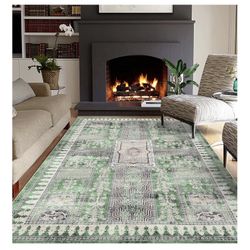 8x10 Area Rugs [NEW] for Living Room Machine Washable Area Rug 8x10 Living Room Vintage Area Rug for Bedroom Dinning Room Home Office Low Pile Non Sli