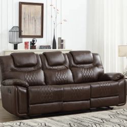 New 86” Top-Grain Genuine Leather Manual Reclining Sofa, 3-Seater $1379 2 Available - Delivery