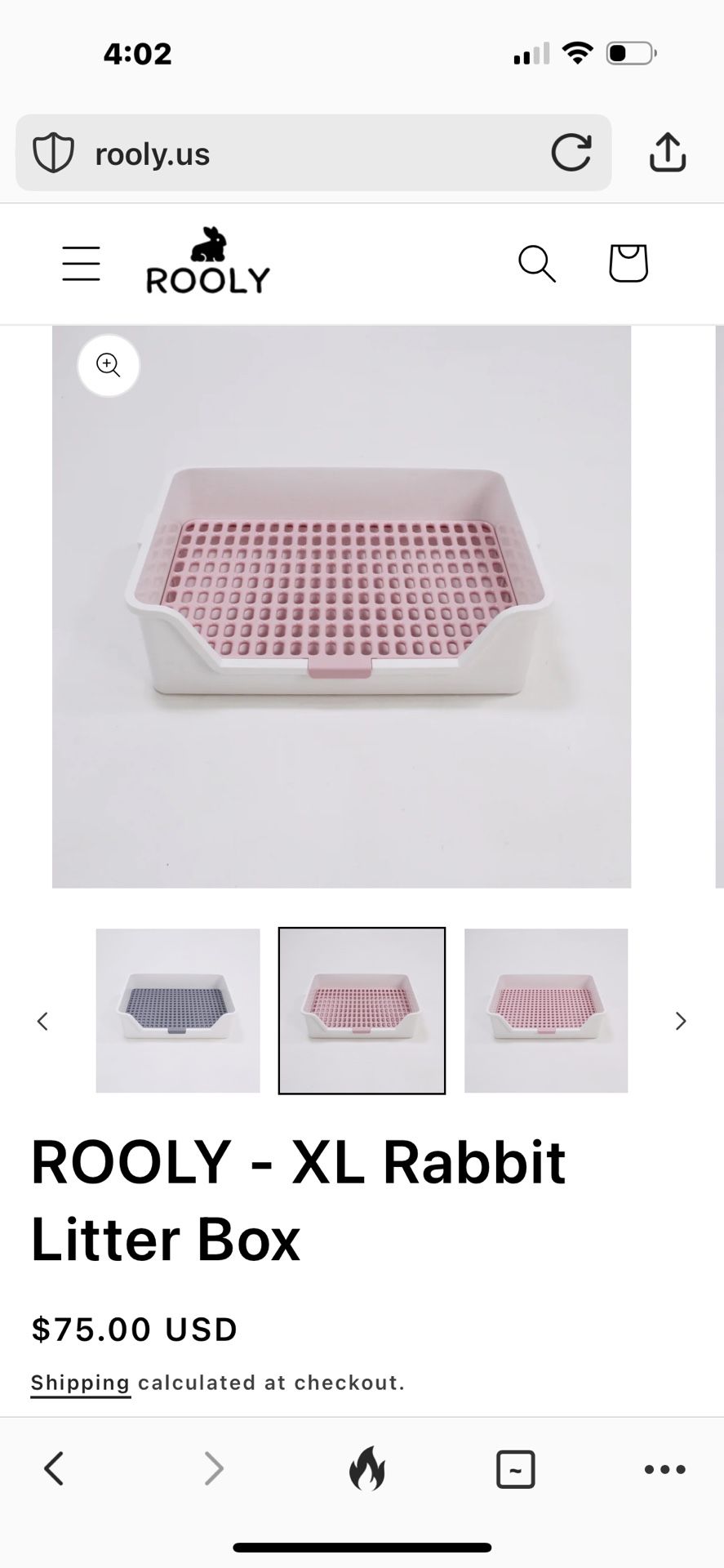 ROOLY is the largest litter box for rabbits/bunnies. ROOLY litter box has ample room for two rabbits and larger rabbit breeds.