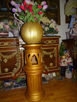 Golden Pedestal,vase , Flowers 